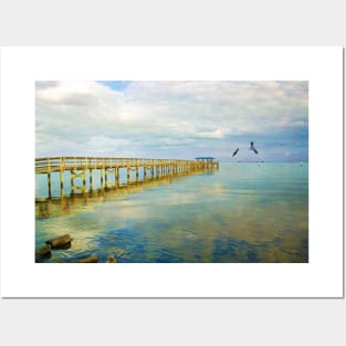 Florida Harbor Pier at Dusk Posters and Art